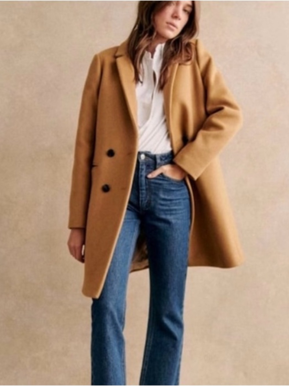 Sezane Johnson Coat in Camel